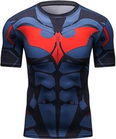 img 4 attached to 🦸 Men's Superhero Compression Workout T-Shirts - Cool Dry Running Tees for Gym & Fitness