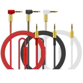 img 4 attached to 🔌 LINGYU 3.5mm Audio Replacement AUX Cable with Mic Cord 90 Degree Right Angle for Smartphones Tablets Speakers, Male to Male-Black White Red [3 Pack] - 24K Gold Plated