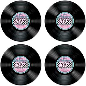 img 1 attached to 🎵 Beistle 54072 Record Vinyl Disc Cutouts, Pack of 4, Multicolored