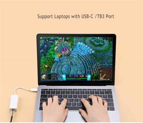 img 2 attached to 💨 High-Speed USB-C to Ethernet Dongle - Thunderbolt 3 Network Adapter for MacBook Pro/Galaxy Note 9/S8/S9/LG V30/Moto Cell Phone