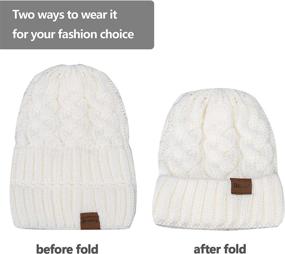 img 1 attached to 👒 Winter Warm Beanie Tail for Women - Rosoz Soft Stretch Cable Knit Messy High Bun Hat