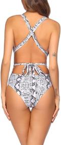 img 2 attached to 👙 Ekouaer Women's Deep V-Neck Swimsuit: Sexy Lace-Up Monokini with Cross-Back Design and Bathing Suit Swimwear