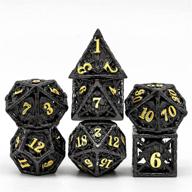 🐉 udixi 7 metal dice set - polyhedral dungeons and dragons dice for rpgs, dragon-themed dnd dice set for d&d, mtg, pathfinder (shield dragon black golden) логотип