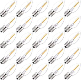 img 4 attached to 25 Pack-C7 LED Night Light Bulbs, Christmas String Light Replacement Bulb, 0.6 Watt Equivalent to 7 Watt, Warm White 2700K, E12 Candelabra Base, Clear Glass (C7-25 Pack)