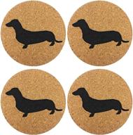 🐶 dachshund wiener dog gift cork coasters set of 4 - basic design wiener dog decor - ideal decoration for doxie lovers logo