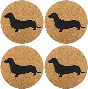 img 4 attached to 🐶 Dachshund Wiener Dog Gift Cork Coasters Set of 4 - Basic Design Wiener Dog Decor - Ideal Decoration for Doxie Lovers