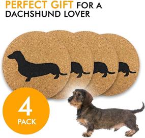 img 1 attached to 🐶 Dachshund Wiener Dog Gift Cork Coasters Set of 4 - Basic Design Wiener Dog Decor - Ideal Decoration for Doxie Lovers