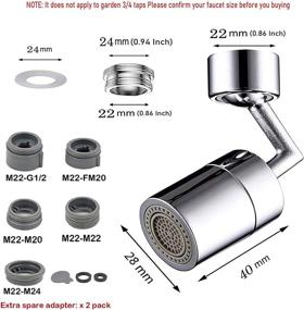 img 3 attached to Hanker 2PCS Anti-Splash Filter Faucet Aerator with 720-Degree Swivel, Dual Function, 4-Layer Net Filter, Leakproof Design, Double O-Ring, Lnter and Outer Adapters