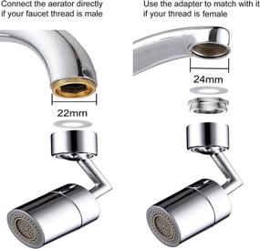 img 1 attached to Hanker 2PCS Anti-Splash Filter Faucet Aerator with 720-Degree Swivel, Dual Function, 4-Layer Net Filter, Leakproof Design, Double O-Ring, Lnter and Outer Adapters