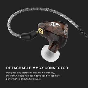 img 2 attached to 🎧 BASN Bsinger PRO Hybrid Dual Driver In-Ear Monitors with Two Detachable MMCX Cables - Brown Earbuds Headphones for Musicians