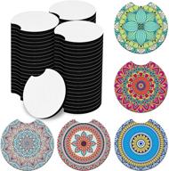 60 piece sublimation blanks car coasters paleris 2.75 inch heat press car cup holder coasters for diy crafts with fingertip grip, absorbent car accessories for painting projects and personalization logo