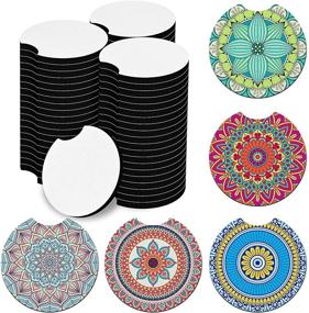 img 4 attached to 60 Piece Sublimation Blanks Car Coasters Paleris 2.75 Inch Heat Press Car Cup Holder Coasters for DIY Crafts with Fingertip Grip, Absorbent Car Accessories for Painting Projects and Personalization