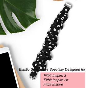 img 1 attached to 🎀 OCEBEEC Scrunchies, совместимые с Fitbit Inspire 2 / Inspire HR / Inspire Bands - Женские мягкие заменяемые эластичные тканевые браслеты с растяжкой на запястье, украшенные узором (Черные/Белые Точки)