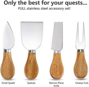 img 1 attached to 🧀 HBlife Cheese Board & Knife Set Acacia Charcuterie Board 11”x 16” - Complete Cheese Platter with 4 Stainless Steel Knives - Perfect Housewarming Gift for Christmas, Thanksgiving, and Weddings