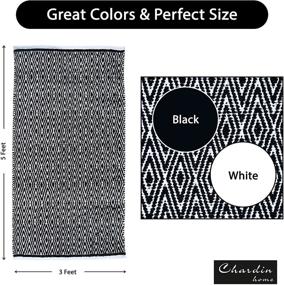 img 1 attached to 🖤 Chardin Home 100% Cotton Diamond 3x5 Area Rug: Reversible, Machine Washable, Black and White Perfection