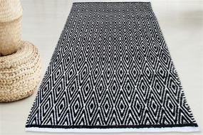 img 4 attached to 🖤 Chardin Home 100% Cotton Diamond 3x5 Area Rug: Reversible, Machine Washable, Black and White Perfection
