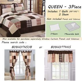 img 3 attached to Cozy Line Home Fashions Brody Quilt Bedding Set in Chocolate Brown Plaid Grid 🛏️ Striped Real Patchwork Design - Reversible Coverlet Bedspread Set (Brown Grid, Queen Size - 3 Piece)