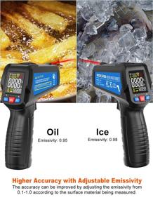 img 2 attached to 🌡️ RockSeed Infrared Thermometer - Non-Contact Digital Laser Temperature Gun with Color Display for Kitchen Cooking and Industrial - Adjustable Emissivity -58℉ to 1022℉ (-50℃ to 550℃) - Non Body Thermometer