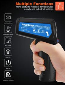 img 1 attached to 🌡️ RockSeed Infrared Thermometer - Non-Contact Digital Laser Temperature Gun with Color Display for Kitchen Cooking and Industrial - Adjustable Emissivity -58℉ to 1022℉ (-50℃ to 550℃) - Non Body Thermometer