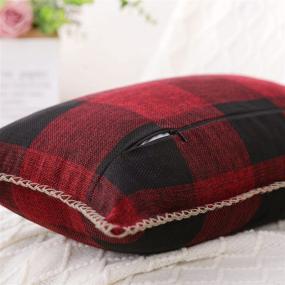 img 3 attached to Pallene Red and Black Buffalo Check Plaid Throw Pillow Covers - Set of 2, Trimmed Edge Farmhouse Decorative Cushion Cases for Christmas Home Décor - Couch, Sofa, Bed - 18x18 Inch