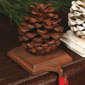img 1 attached to HomArt Pinecone Stocking Holder - Rustic Cast Iron