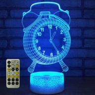 🕰️ alarm clock abstractive 3d optical illusion night light: 7 color change touch remote, timer & desk lamp, perfect for room decor, holiday or birthday gift логотип