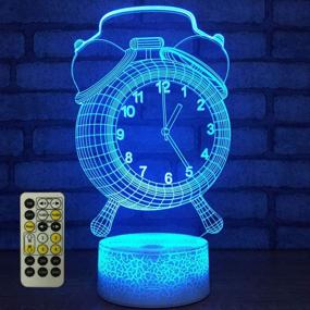 img 4 attached to 🕰️ Alarm Clock Abstractive 3D Optical Illusion Night Light: 7 Color Change Touch Remote, Timer & Desk Lamp, Perfect for Room Decor, Holiday or Birthday Gift