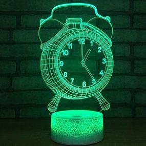 img 1 attached to 🕰️ Alarm Clock Abstractive 3D Optical Illusion Night Light: 7 Color Change Touch Remote, Timer & Desk Lamp, Perfect for Room Decor, Holiday or Birthday Gift