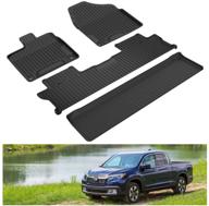 kiwi master all weather floor mats for 2017-2021 honda ridgeline – tpe slush liner, black, 3 row seat, front and rear, 08p17-t6z-100 logo