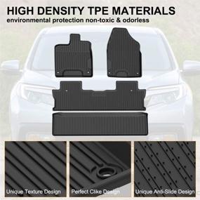 img 2 attached to KIWI MASTER All Weather Floor Mats for 2017-2021 Honda Ridgeline – TPE Slush Liner, Black, 3 Row Seat, Front and Rear, 08P17-T6Z-100