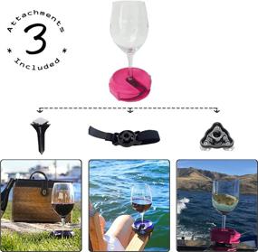 img 3 attached to 🍷 Bella D’Vine Outdoor Wine Glass Holder Set - Includes Lawn Wine Stake, Suction Base, and Strap - Ideal for Picnics, Boats, Hot Tubs, Patio Chairs, and Rails - Fun Fuchsia Wine Gift