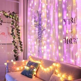 img 1 attached to Mutois Warm White Starry Window Curtain String Lights - 300 LEDs, 8 Lighting Modes, USB Powered Fairy Lights with Remote Control. Ideal for Bedroom, Home-Party Wall Decorations.