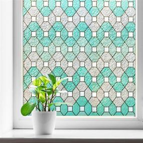 img 1 attached to 🌈 DUOFIRE Stained Glass Window Film: Privacy Film, Decorative Coverings - Static Cling, No Glue - D95011 (11.8in. x 78.7in.) 30cm x 200cm