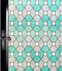 img 4 attached to 🌈 DUOFIRE Stained Glass Window Film: Privacy Film, Decorative Coverings - Static Cling, No Glue - D95011 (11.8in. x 78.7in.) 30cm x 200cm