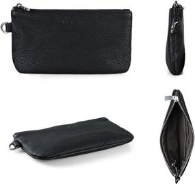 img 1 attached to Genuine Leather Wristlet Coin Purse with Zipper and Removable Wrist Strap - Befen Women's Small Wallet Pouch, 6.75 x 3.75 inches