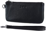 genuine leather wristlet coin purse with zipper and removable wrist strap - befen women's small wallet pouch, 6.75 x 3.75 inches logo
