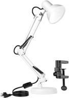 🔍 adjustable metal desk lamp - ameritop swing arm goose neck table lamp with interchangeable base or clamp | eye-friendly study desk lamps for bedroom, study, office, table (white) логотип