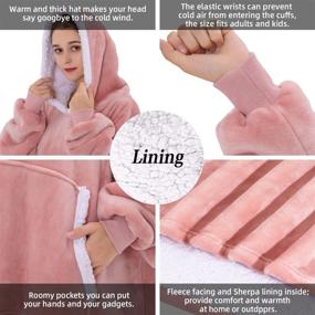 img 3 attached to INTLMATE Hoodie Blanket Sherpa Sweatshirt Oversized, Super Soft Warm Cozy Fleece Hoodie with Deep Pockets and Sleeves for Adults Kids Teen (Pink, 36 inch)