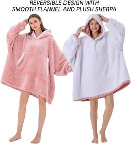 img 2 attached to INTLMATE Hoodie Blanket Sherpa Sweatshirt Oversized, Super Soft Warm Cozy Fleece Hoodie with Deep Pockets and Sleeves for Adults Kids Teen (Pink, 36 inch)