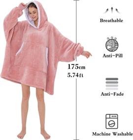 img 1 attached to INTLMATE Hoodie Blanket Sherpa Sweatshirt Oversized, Super Soft Warm Cozy Fleece Hoodie with Deep Pockets and Sleeves for Adults Kids Teen (Pink, 36 inch)