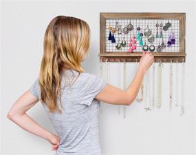 img 2 attached to Wooden Wall Mounted Jewelry Organizer – Rustic Display Holder for Earrings, Necklaces, Bracelets, Rings, and More Accessories by SoCal Buttercup