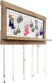 img 1 attached to Wooden Wall Mounted Jewelry Organizer – Rustic Display Holder for Earrings, Necklaces, Bracelets, Rings, and More Accessories by SoCal Buttercup