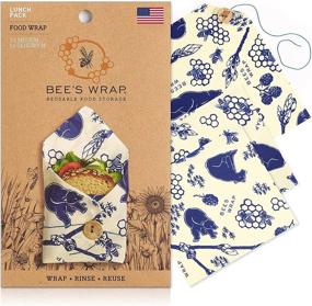 img 4 attached to 🐝 Bee's Wrap Lunch Pack: Sustainable Plastic-Free Sandwich & Food Wrap Set with Bees + Bears Print