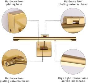 img 3 attached to Enhance Your Artwork with LED Picture Light Fixtures - Modern Metal Wall Lamps, Single Swing Arm, 9W (50W Equiv.), Hardwired, Non-Dimmable, 3000K Warm White, CRI80+, Golden Brass Finish - 16.54 Inches