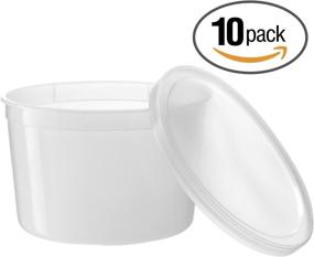 img 2 attached to 10 Count 64 Oz Combo Basix Round Clear Food Storage Deli Container with Lids: Meal Prep, Soup, Ice Cream, Freezer, Dishwasher & Microwave Safe