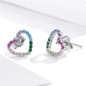 img 1 attached to Qings Rainbow Heart Shaped Stud Earrings: 🌈 Hypoallergenic & Stylish Jewelry for Women and Teen Girls