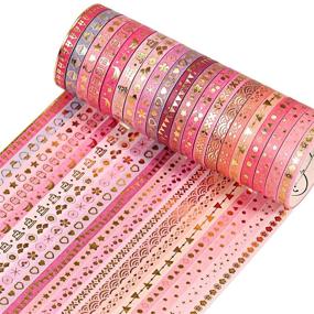img 4 attached to 🌸 20 Rolls of 5mm Wide Thin Pink Floral Washi Tape Set - Kawaii Peach Skinny Washi Tape, Ideal for Bullet Journal, Scrapbook, Planner, Gift Packaging, DIY Crafts