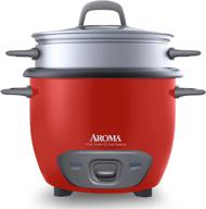 🍚 aroma housewares arc-743-1ngr 6-cup (cooked) (3-cup uncooked) pot style rice cooker and food steamer in red color логотип