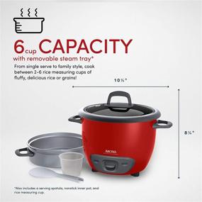 img 1 attached to 🍚 Aroma Housewares ARC-743-1NGR 6-Cup (Cooked) (3-Cup UNCOOKED) Pot Style Rice Cooker and Food Steamer in Red Color