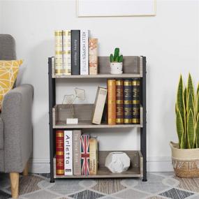 img 3 attached to 📚 VECELO 3-Tier Bookcase: Compact Industrial Shelving Unit for Living Room, Bedroom, Classroom - Brown